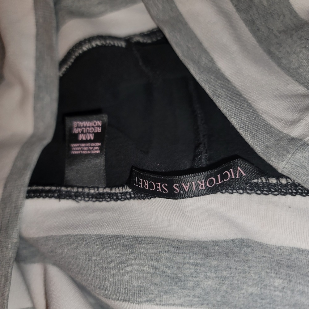 Victoria's Secret Pink Y2K Yoga Pants Grey White Striped Foldover Waist Flare S - Picture 2 of 2
